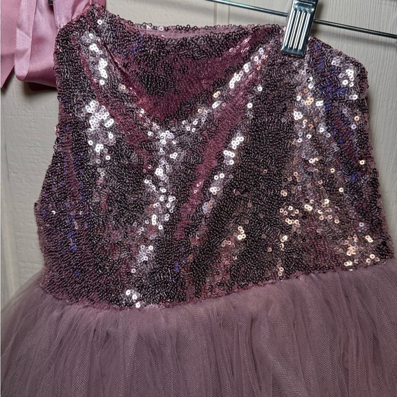 Formal Dress sequin/tutu Girls ribbon strap purplish - Picture 5 of 13